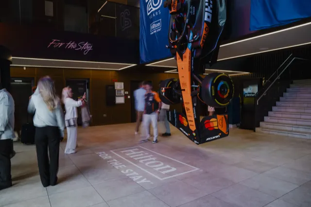 Live brand activation with dramatic stage lighting